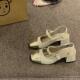 French Spring and Summer New Heel Toe Sandals Women's 2024 Elegant Chunky Heel Chinese Square Toe Mary Jane Shoes High Heel Shoes
