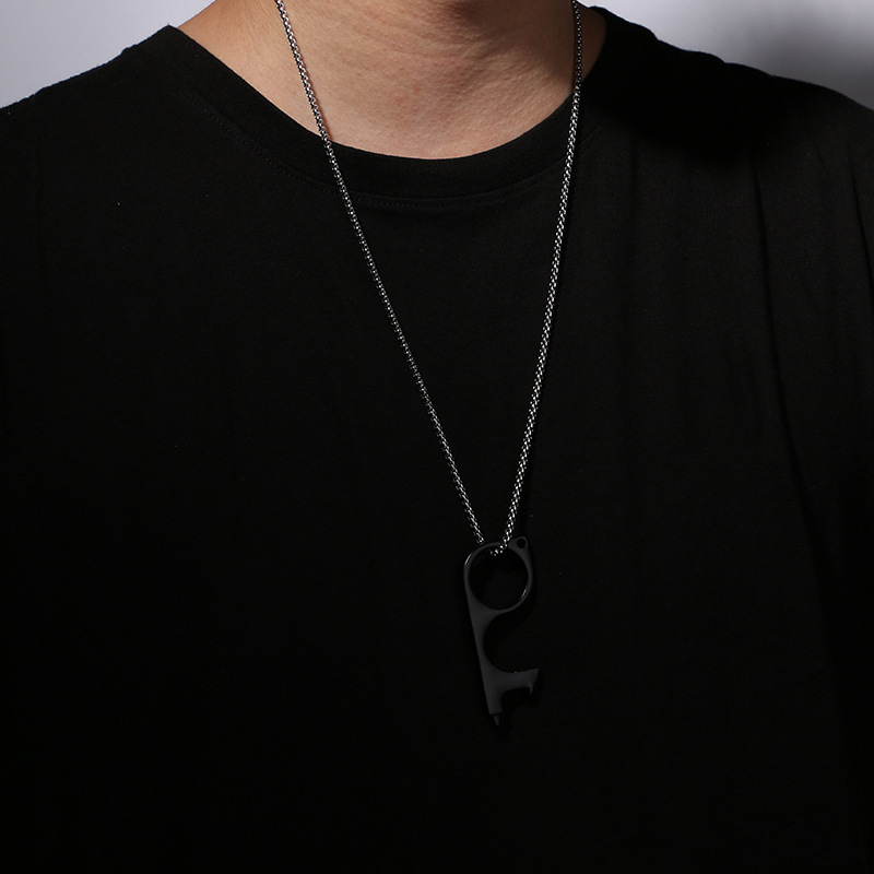 Pendentif ouvre-porte explosif Prévention des épidémies Collier multifonctionnel Bijoux Bijoux créatifs Décapsuleur Accessoire Chaîne de pull_voghion.com