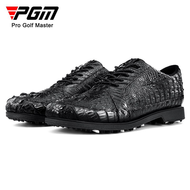 Giày golf nam da cá sấu không thấm nước đế đinh dẻo — XZ204-Đen
