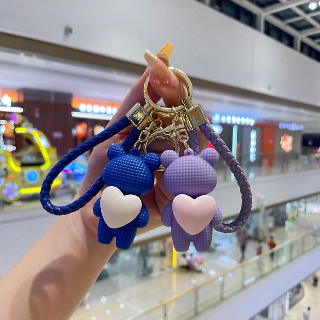 Peluche a forma di cuore con orsetto per bambine, ciondolo carino con squisita celebrità di Internet, decorazione per zaino, portachiavi per auto_voghion.com