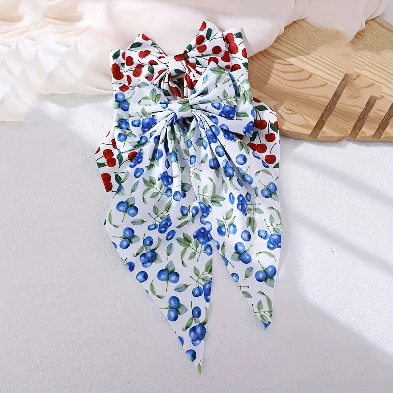 Cute Women's Cherry Bow Knot Cloth Hair Clip display picture 3