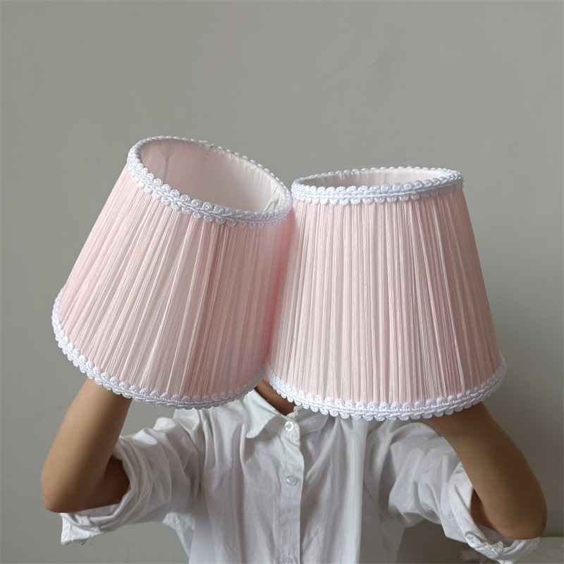 Cruz-frontera Rosa princesa seda arruga tela hecha a mano pantalla redonda anti-piercing ojo shading lámpara de mesa lámpara de pared Accesorios