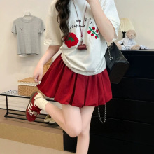 白色蓬蓬花苞短裙女夏季新款小个子高腰显瘦防走光百褶休闲半身裙