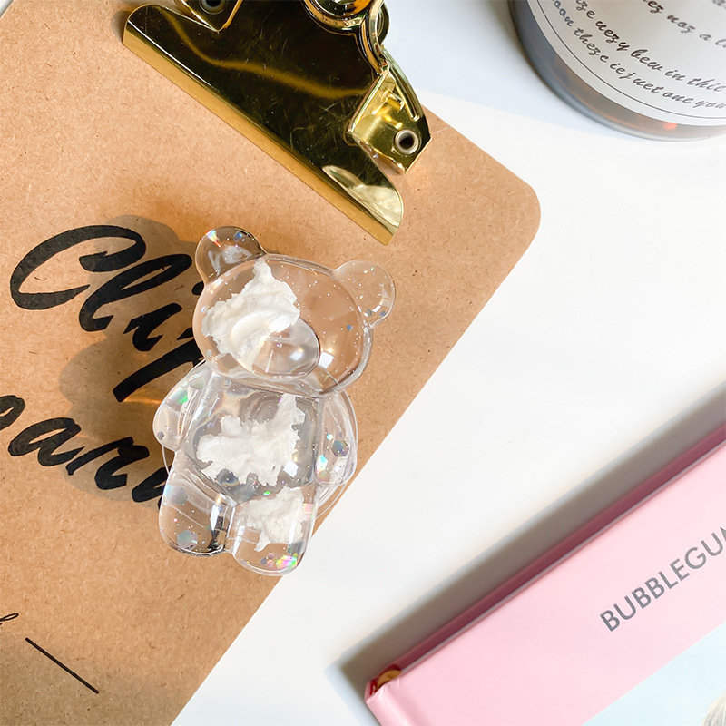Minimalist Bear Cloud Phone Holder With Sequin Ring Buckle_voghion.com