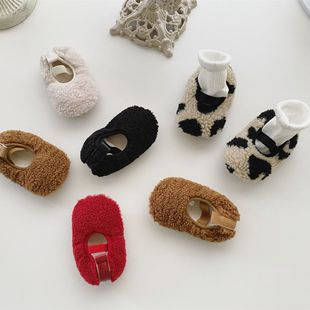 Детская зимняя флисовая нескользящая удерживающая тепло обувь для раннего возраста, 0-2 лет, мягкая подошва