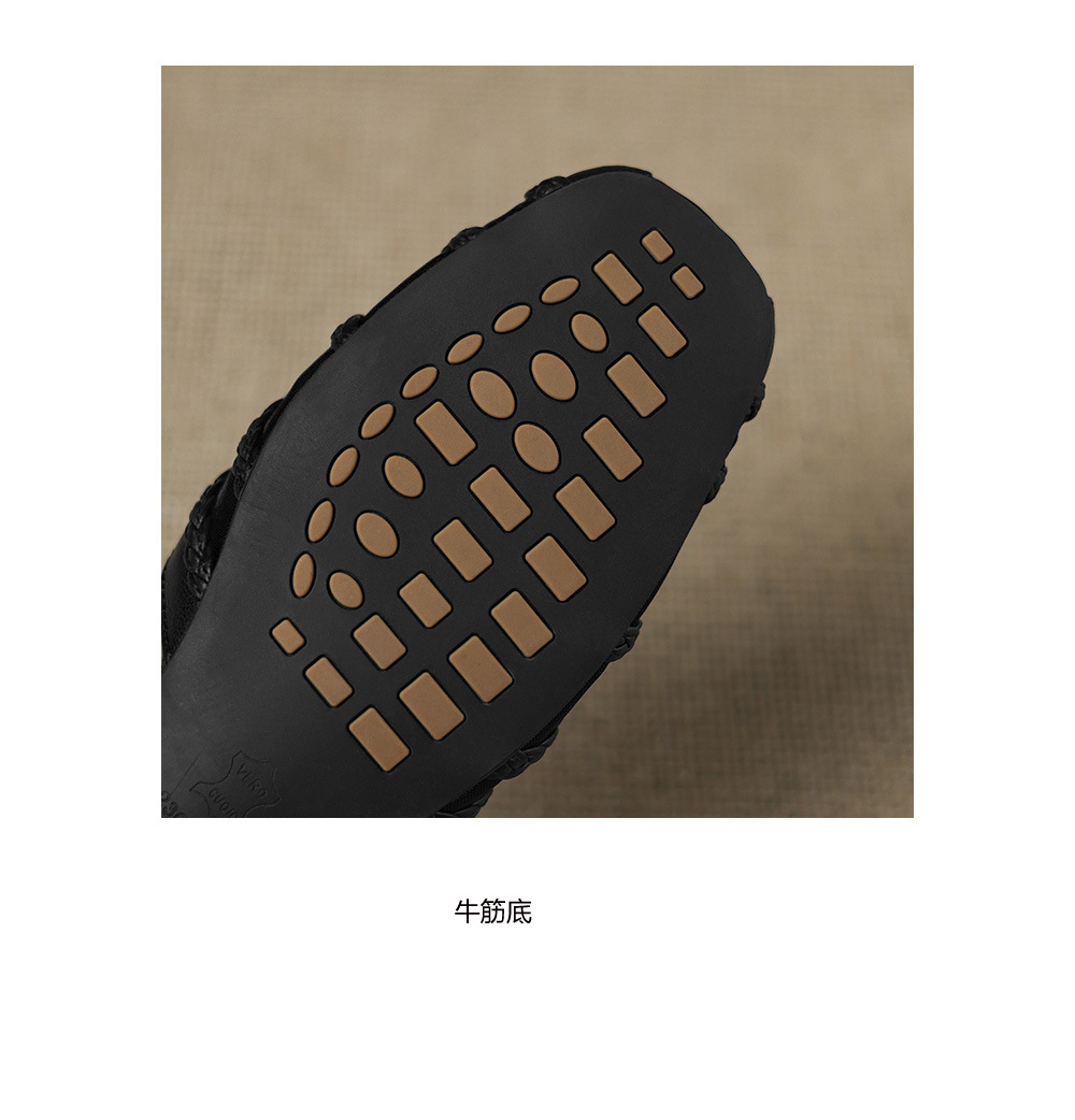 Sandal nữ da cừu mũi kín đế bệt phối lưới thoáng khí — đen chi tiết 21