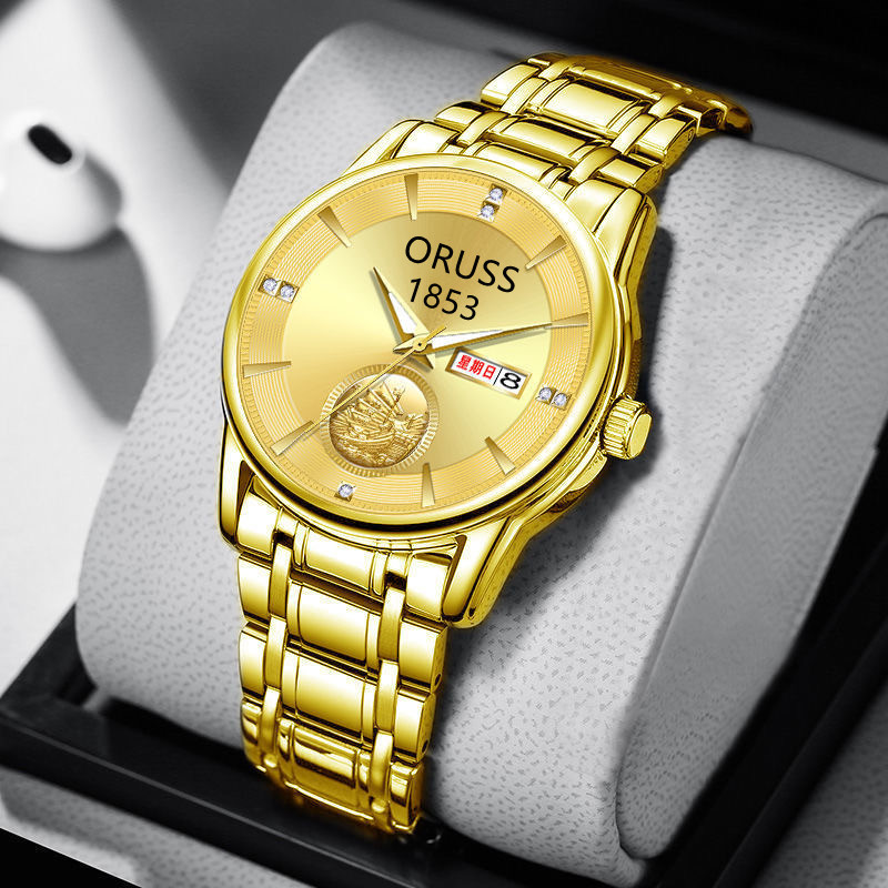 Large Dial Round Watch Retro Men's and Women's Trendyy Domineering Stylish Black Dial Ins Niche Design High-End Sense