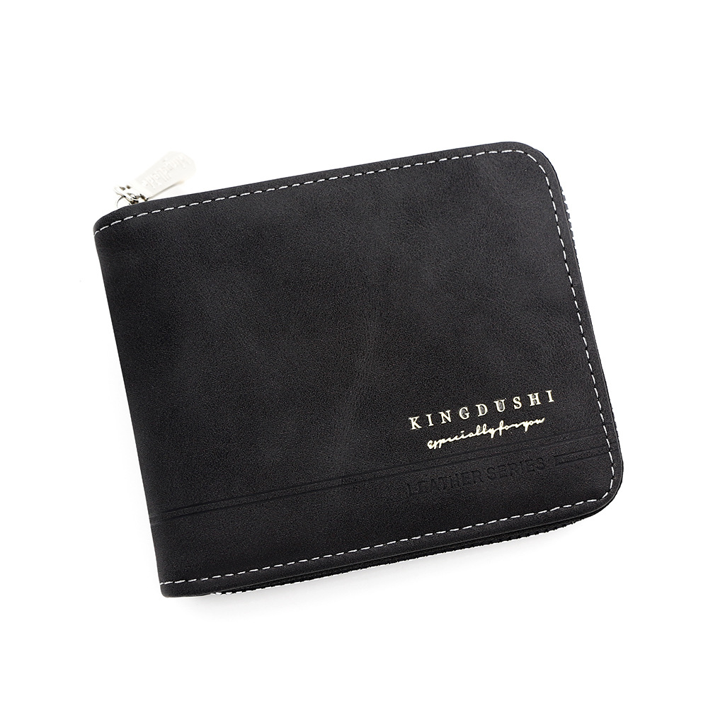 Cartera corta para hombre esmerilada retro europea y americana, bisagra de cadena, monedero triple, posición de tarjeta múltiple, billetera para hombre al por mayor