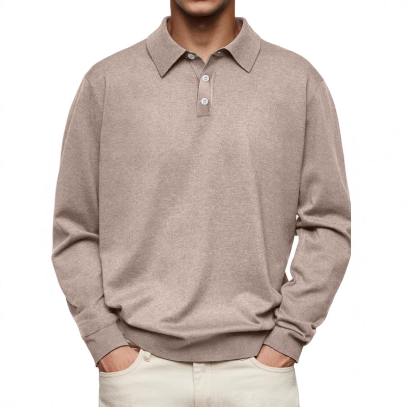 Men's Long-Sleeved Polo Spring and Autumn Business Casual Loose-Fitting Lapel Solid Color Base Shirt Men's Outerwear Versatile Polo Shirt Men's Long-Sleeved Polo Spring and Autumn Business Casual Loose-Fitting Lapel Solid Color Base Shirt Men's Outerwear Versatile Polo Shirt