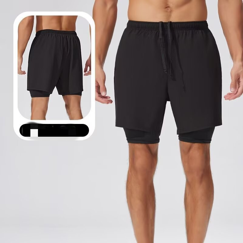 Quick-Dry Fitness Shorts for Men, Summer American-Style Sports Quarter-Length Pants, Running Training Split Hem Mid-Length Shorts for Men