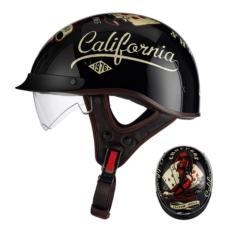 Casco de coche eléctrico transfronterizo del fabricante nuevo verano retro Harley motocicleta medio casco 3C certificado hombres y mujeres del mismo estilo
