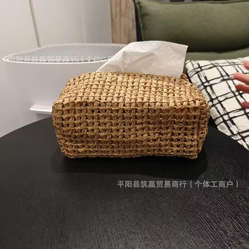 Cross-Border Woven Tissue Bag, Knitted Tissue Box, Decorative Simple Fabric Tissue Box, Living Room Light Luxury Creative Chinese Style