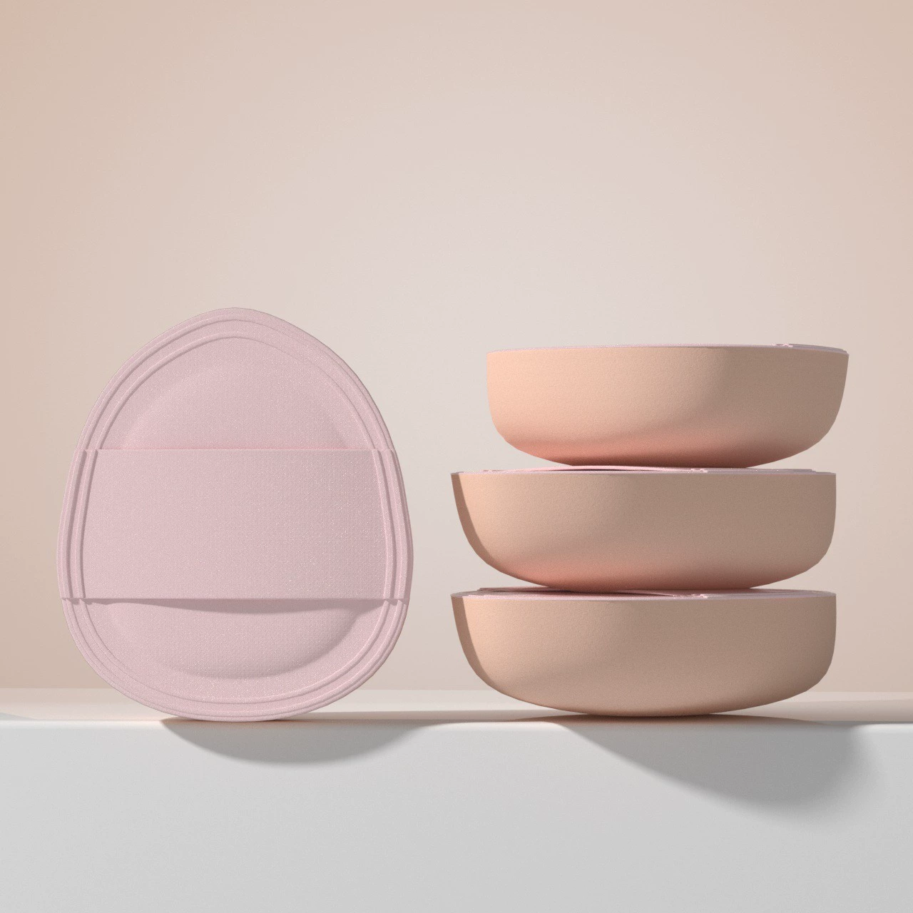 Makeup Sponge Puff, Cotton‑Polyurethane Foundation Applicator with Soft Heel Finger Cushion