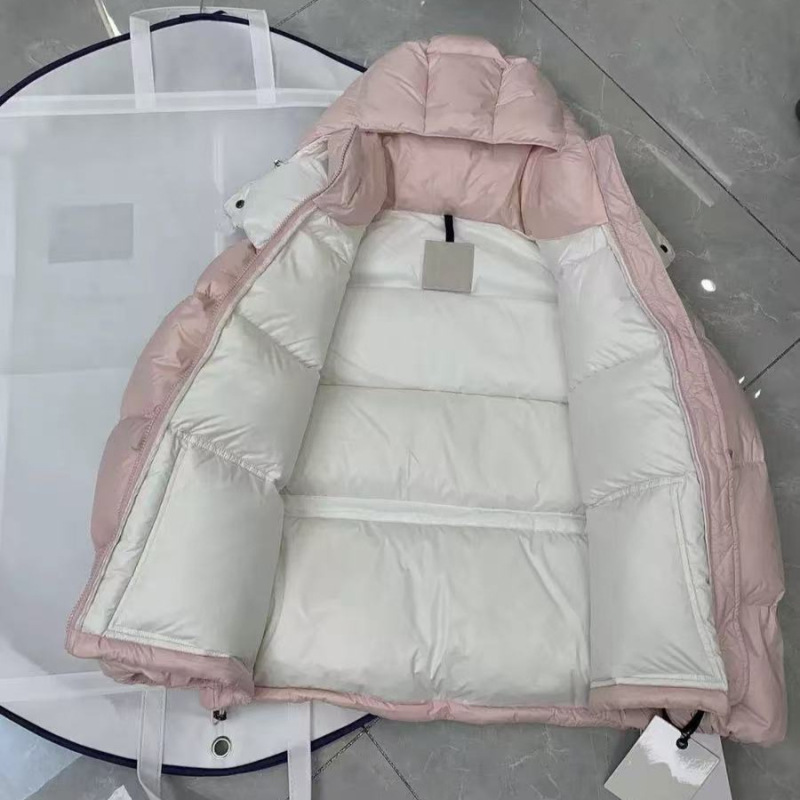 高品质撞色拼接加厚面包羽绒服新款冬季白鹅绒字母连帽保暖外套女|undefined