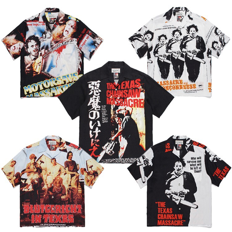 GUILTYPARTIES TIGER 22ss Texas chainsaw demon madman Hawaiian printed short sleeve shirt men
