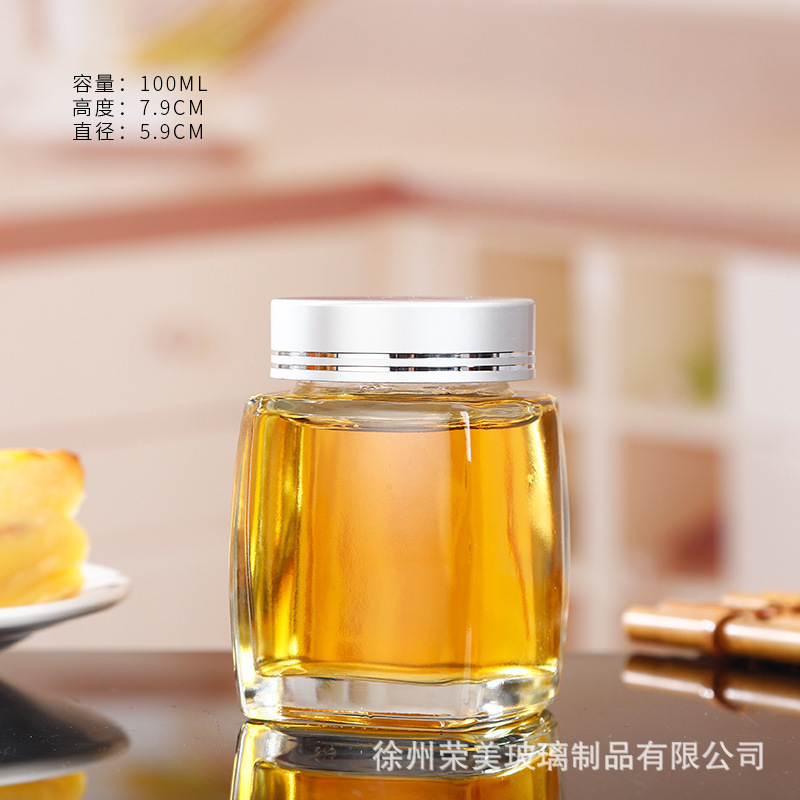 四方玻璃瓶玻璃密封罐蜂蜜瓶果酱瓶储存罐玻璃罐子透明玻璃瓶子|undefined