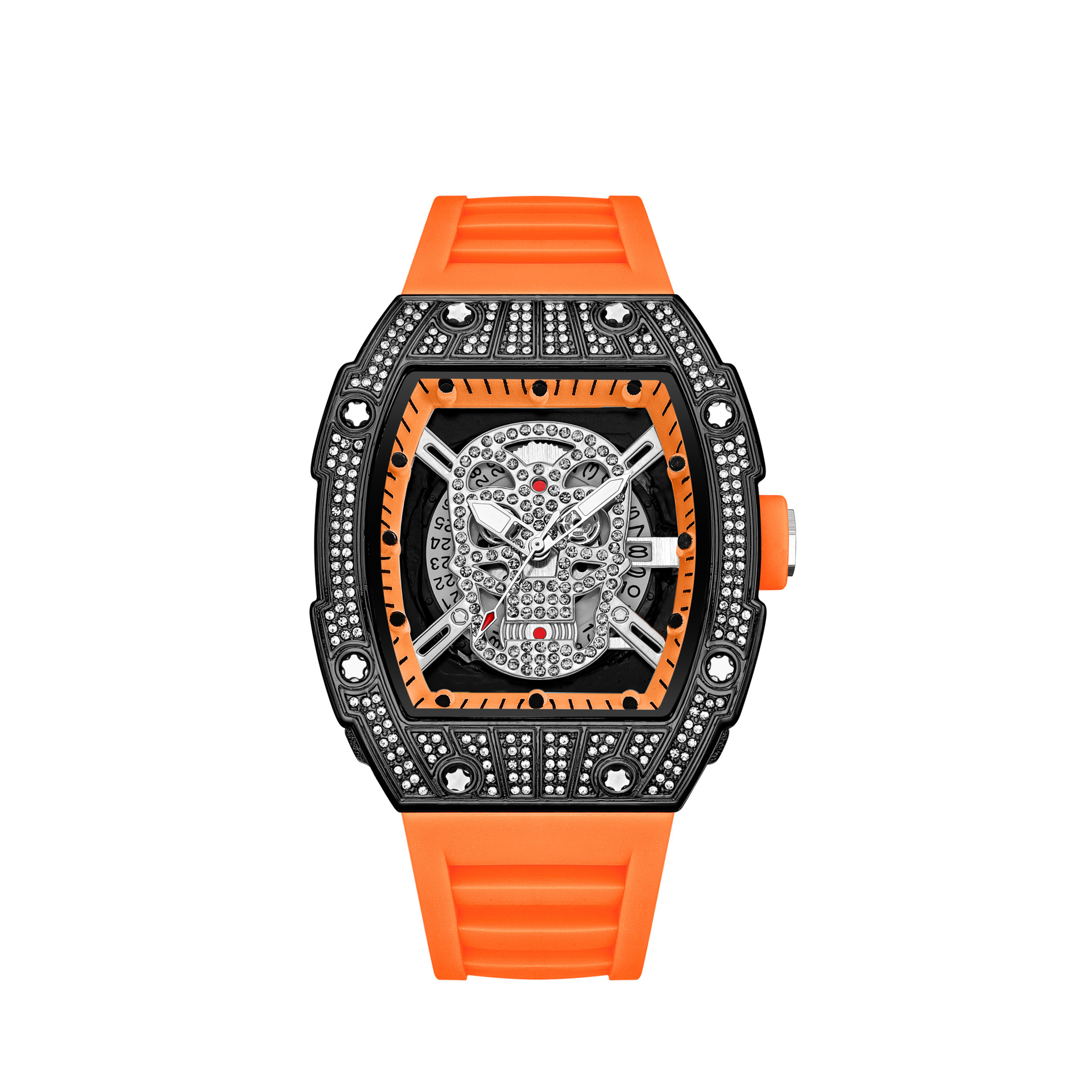 Men's Quartz Watch Starry Sky Diamond Studded Gold Ghost Head Design_voghion.com