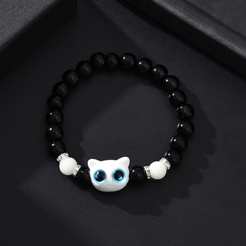 ホットセールチーズかわいい子猫発光ブレスレットネックレスライブホットセールカップル漫画小さな黒猫アクセサリーネックレス|undefined