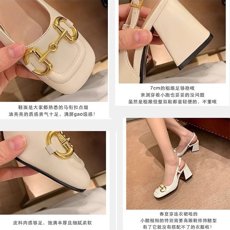现货~百搭中跟法式单鞋女2025年新款复古粗高跟马衔扣方头玛丽珍|undefined