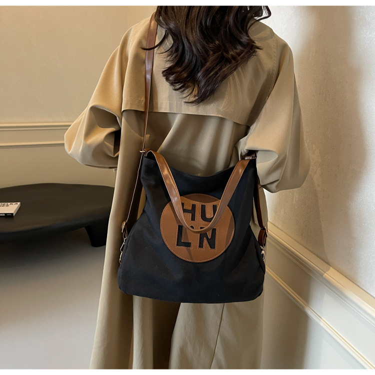 Korean letter printed multi-purpose cloth bag, 2024 new style, high-quality student backpack, commuting single-shoulder bag undefined