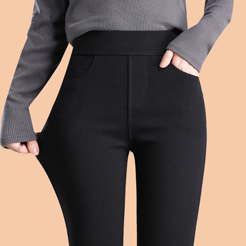 2025新款小黑裤打底裤女外穿春秋薄款高腰弹力靴裤百搭加绒小脚裤