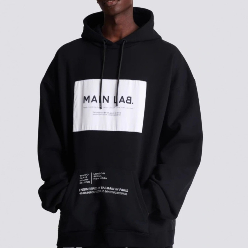 Balmain 26Th Autumn and Winter New Fashion Hooded Men's Sweatshirt Loose Letter Print Top Balmain 26Th Autumn and Winter New Fashion Hooded Men's Sweatshirt Loose Letter Print Top
