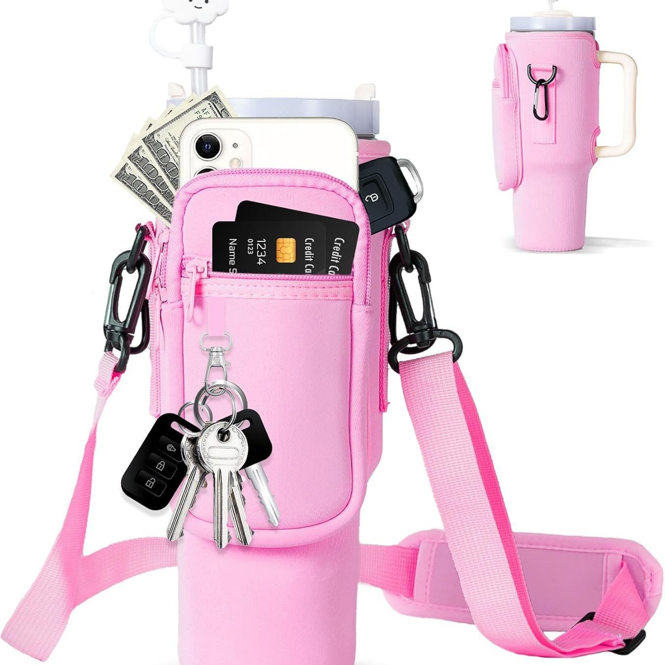 다크핑크 (키체인 + 더블지퍼 + 카라비너 + 스팟배송)