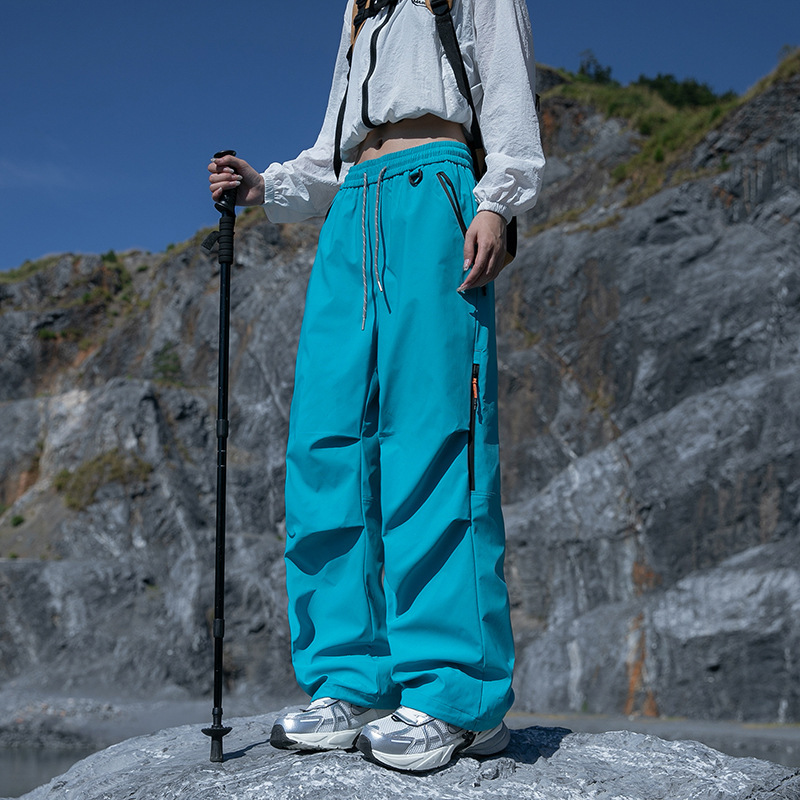 Jack's Outdoor Mountaineering Dopamine Workwear Casual Pants for Women, Quick-Drying, Three-Proof, Wide-Leg, Jogger-Style Hiking Pants