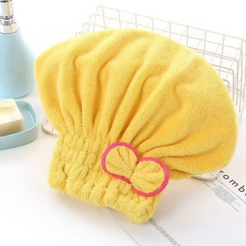 リボンコーラルベルベットプリンセスハット厚みのあるヘアドライキャップロングベルベットシャワーキャップ吸水速乾タオルターバン卸売|undefined