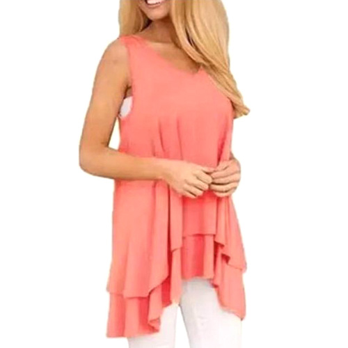  New Arrival Amazon & Wish: European & American Style Sleeveless Tank Top, Double-Layer Casual Shirt, Cinched Waist Design – European & American Look