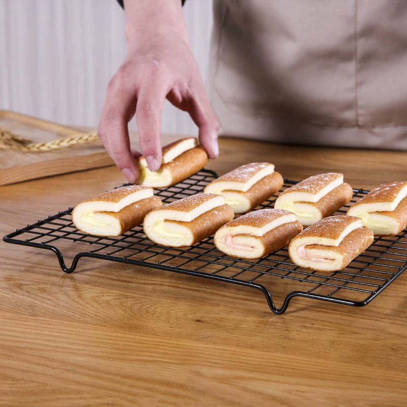 Утолщенная стойка для охлаждения торта для хлеба Маленькая сетка для холодной стойки Черный не прилипающий Большой маленький размер Сетка для барбекю Сетка для холодного воздушного охлаждения