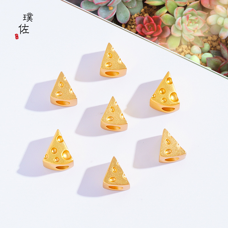 久不掉色古法沙金diy配件卡通甜品奶酪手鍊手串串珠配珠項鍊女