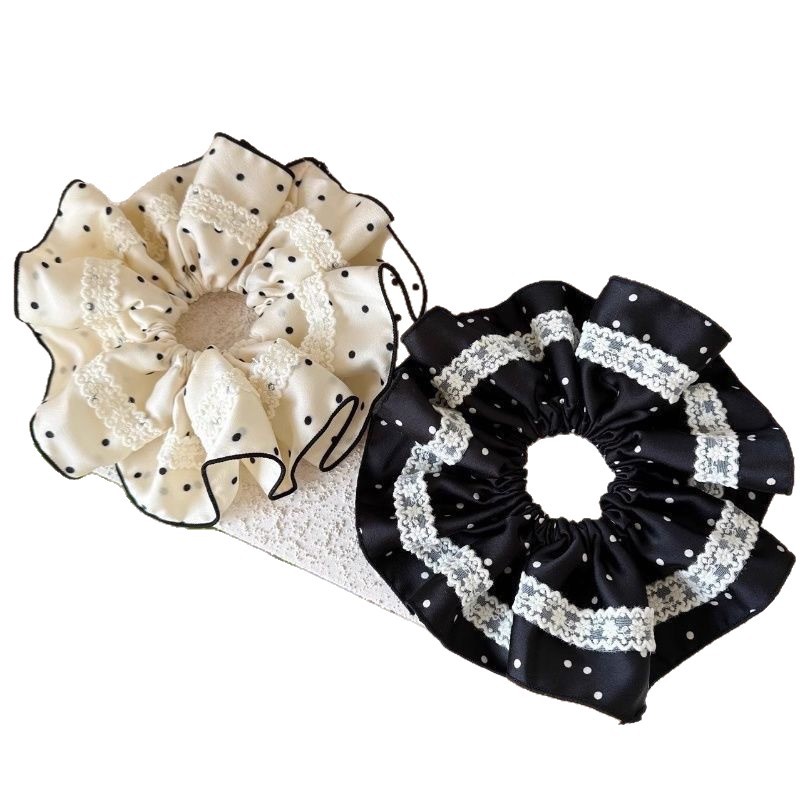 Elegantes Spitzen-haargummi Mit Polka-dot-muster Und Satin_voghion.com