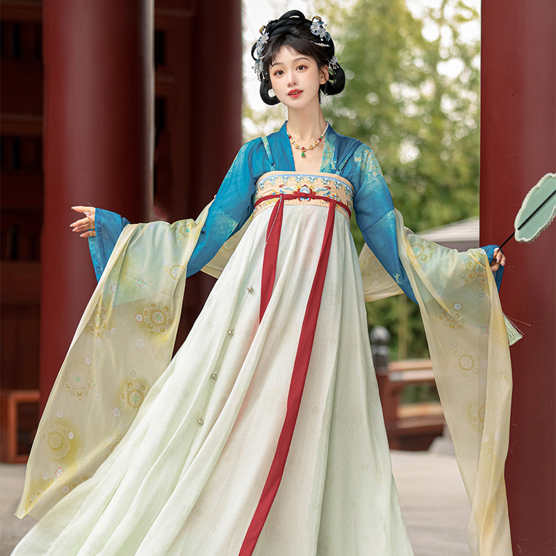 谣芸新品盛世长歌成人女士汉服唐制一片式齐胸破裙襦裙日常复原夏