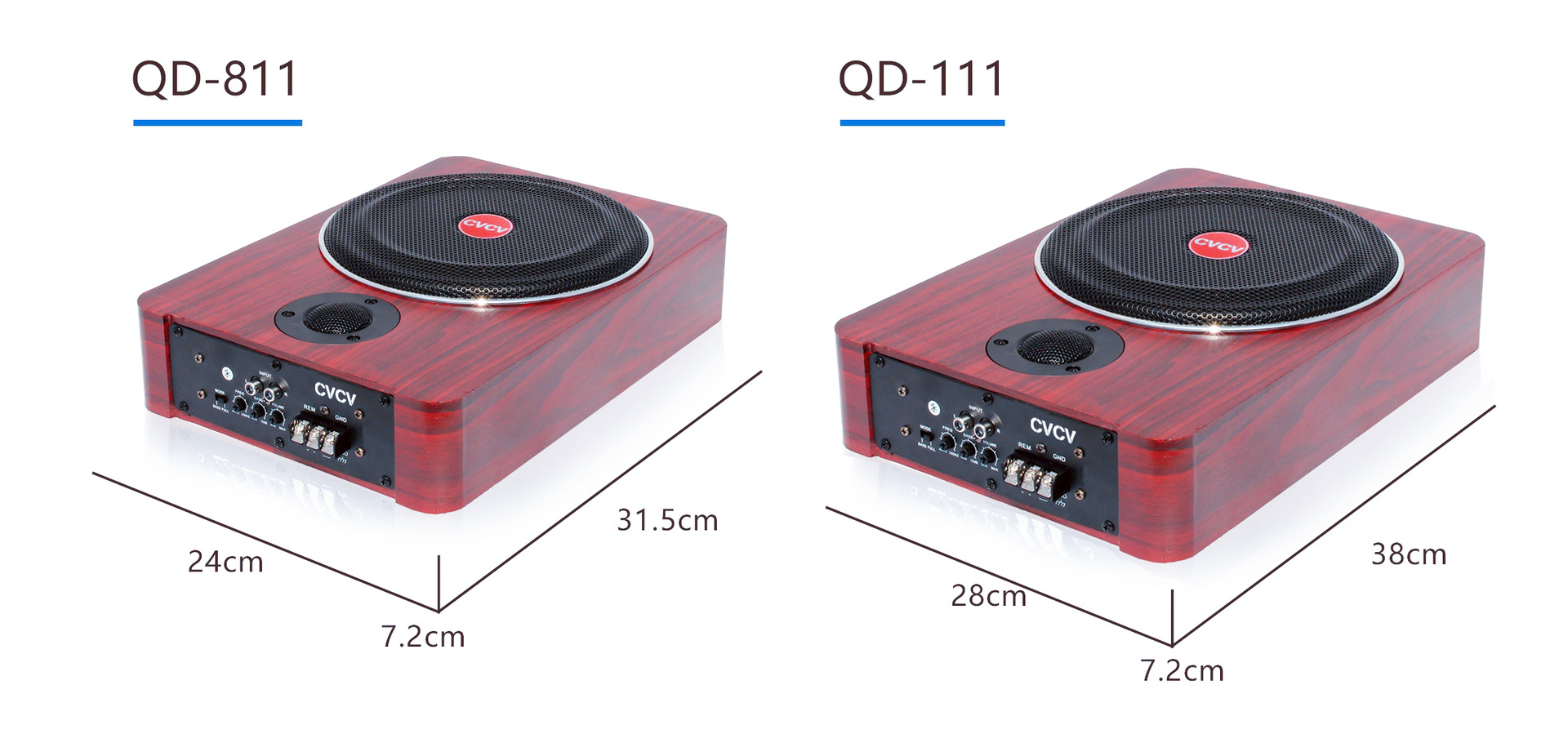 8 inch Bluetooth active ultra-thin car audio Car Subwoofer 12V24V high-power pair seat speaker