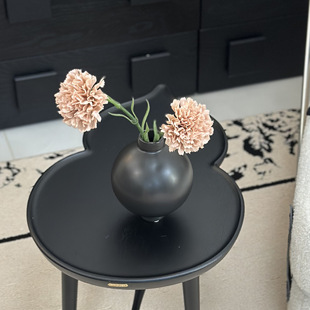 Wabi-Sabi Style Black Cylindrical Solid Wood Pedestal Floor Ornament for Living Room, Entrance, Office, Hotel Vase Decorative Base