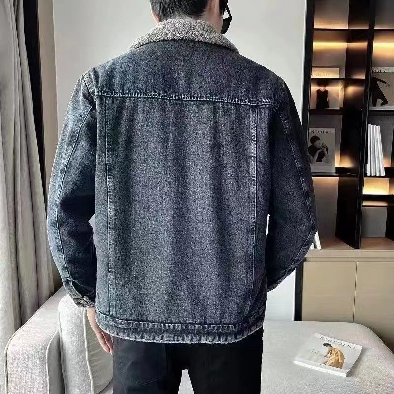 Herrenbekleidung Jeansjacke Herren Herbst und Winter plus samtverdickte neue vielseitige hübsche Hip-Hop-Lammfelljacke_voghion.com