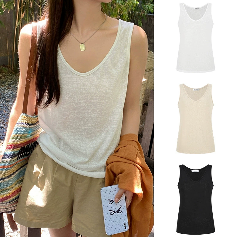 Хлопковый и конопляный жилет женская свободная рубашка без рукавов