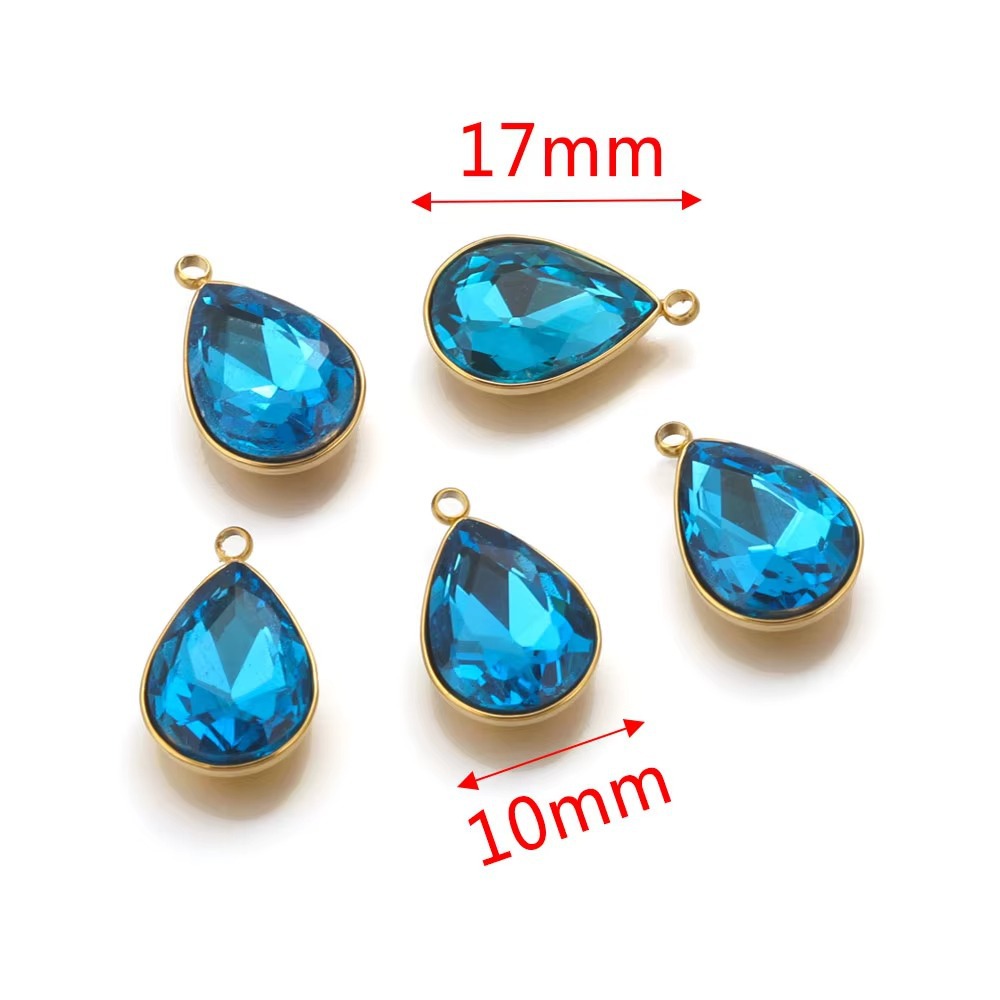 Acero inoxidable vidrio cristal colgante gotas de agua gemas de color colgante de acero titanio accesorios de joyería DIY
