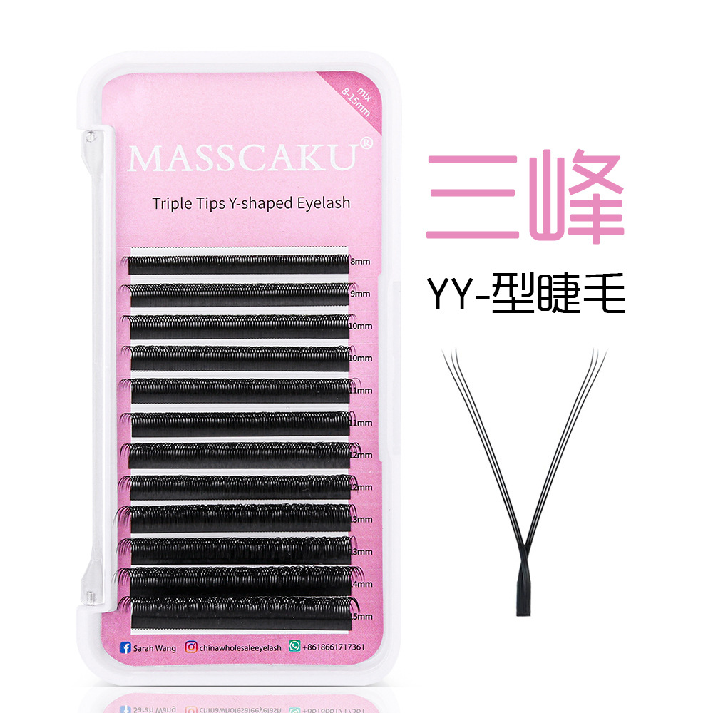 Fábrica al por mayor en stock yy pestañas postizas suaves y cómodas 0,05/0,07 plantación de injerto pestañas en forma de Y