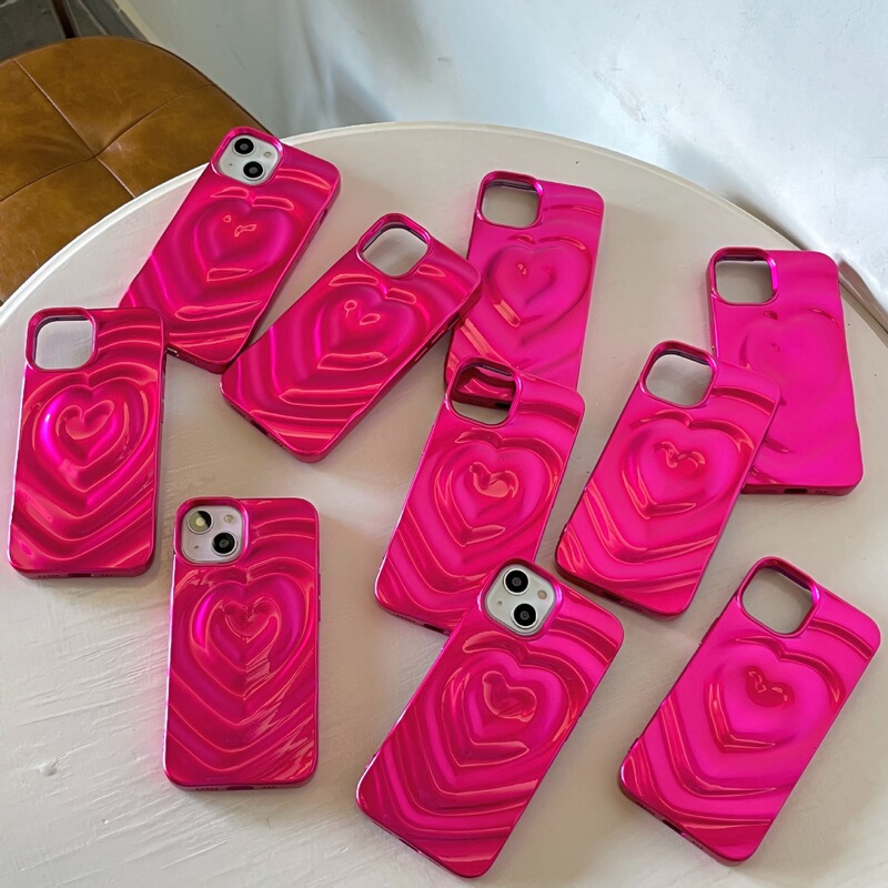 純色の立体愛はiphone15アップル16promax携帯ケースの新型14カップル13ソフトケースの女性を適用します。|undefined