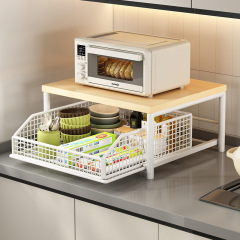 キッチン電子レンジ収納ラックカウンタートップ引き出し付きオーブン炊飯器エアフライヤー家電フロア収納ラック