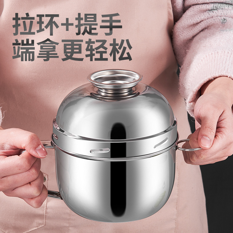 厚みのあるステンレス製のファーストフードカップ、丸型ライスジャー、学生用弁当箱、蓋付き中華風大型インスタントラーメン容器|undefined
