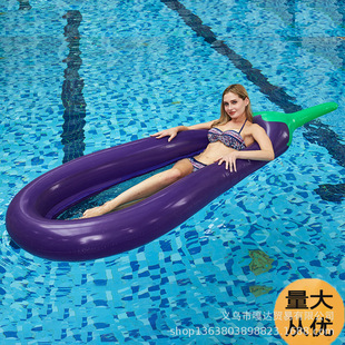 Cross-border new eggplant floating row large swimming recliner with net folding water supplies thick pvc floating bed wholesale