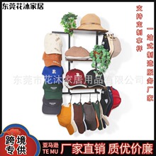 跨境新款墙壁悬挂式棒球帽展示架室内帽子收纳架多层带木板置物架
