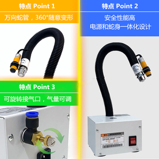 Zhidong electrostatic removal ion wind snake automatic photoelectric induction wind gun industrial anti-static dust blowing snake-shaped wind gun