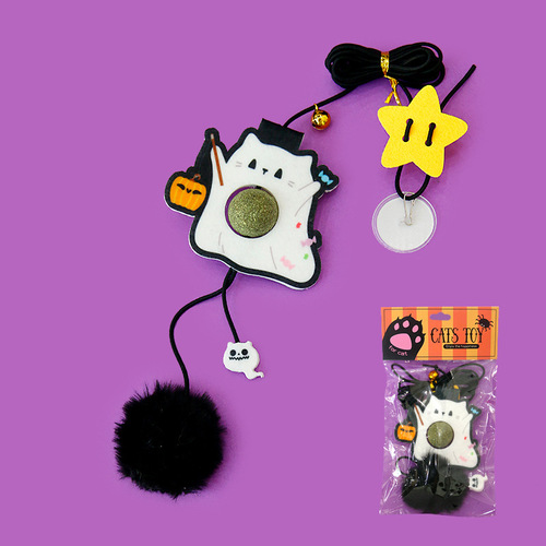 Original design cat toy hanging on the door to relieve boredom, swing, elastic rope, feather cat stick, Halloween wholesale
