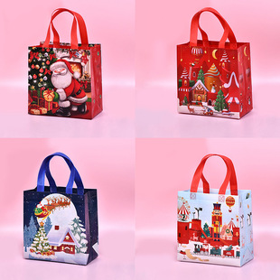 New Amazon Christmas Series Santa Sleigh Castle Non-woven Handheld Cute Cartoon Gift Bag