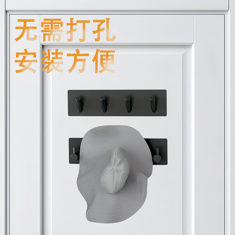 跨境304不锈钢挂钩一排 强力免打孔浴室厨房门后墙上无痕承重粘钩|undefined