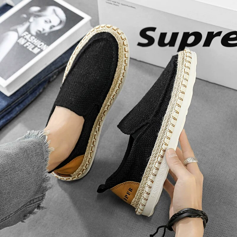 Мужская повседневная обувь, обувь для рыбаков из соломы, Тканевая обувь Old Beijing, дышащая обувь, Мужская модная обувь для вождения с ленивыми рукавами